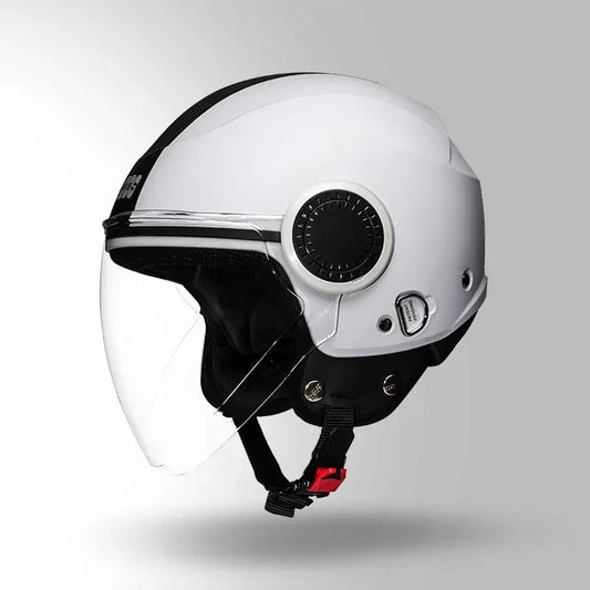 STUDDS Urban  White With Black Half Face Helmet