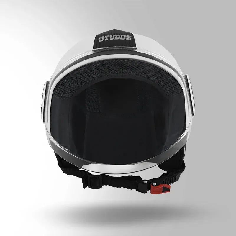 STUDDS Urban  White With Black Half Face Helmet