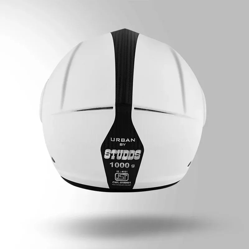 STUDDS Urban  White With Black Half Face Helmet