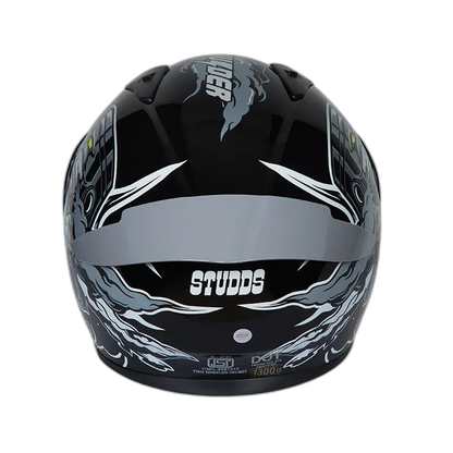STUDDS Thunder Bluetooth Cr D10 Grey N Full Face Helmet