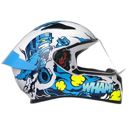 STUDDS Thunder D10 White N1 Blue Full Face Helmet