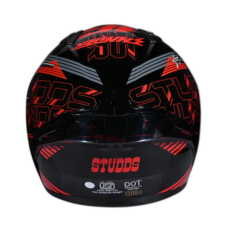 STUDDS Thunder D11 Black N2 Red Full Face Helmet