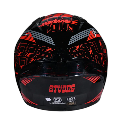 STUDDS Thunder D11 Black N2 Red Full Face Helmet