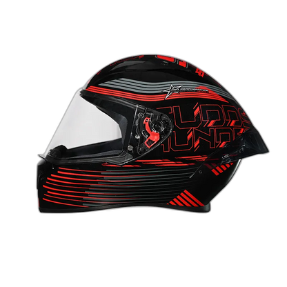 STUDDS Thunder D11 Black N2 Red Full Face Helmet