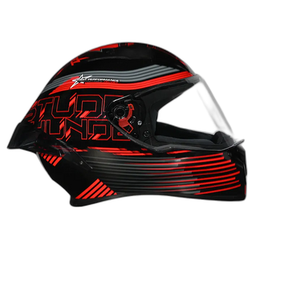 STUDDS Thunder D11 Black N2 Red Full Face Helmet