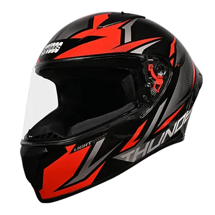 STUDDS Thunder D1 Light Volt Black Red Grey N4 Full Face Helmet
