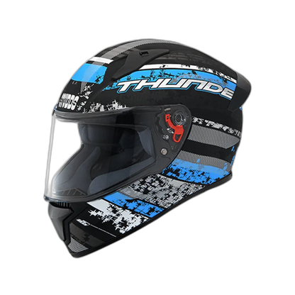 STUDDS Thunder D1 Matt Black N1 Blue Full Face Helmet