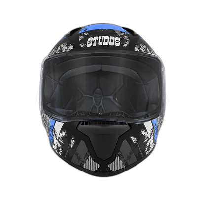 STUDDS Thunder D1 Matt Black N1 Blue Full Face Helmet