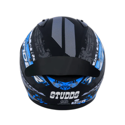 STUDDS Thunder D1 Matt Black N1 Blue Full Face Helmet