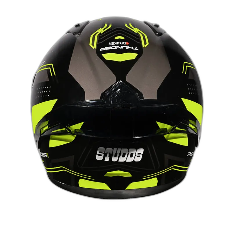 STUDDS Thunder D2 Draken Black Fluorescent Yellow N5 Full Face Helmet