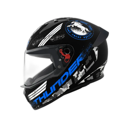 STUDDS Thunder D2 Matt Black N1 Blue Full Face Helmet