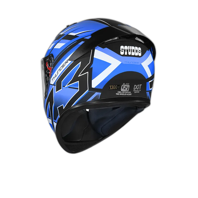 STUDDS Thunder D6 Matt Black Blue N1 Full Face Helmet