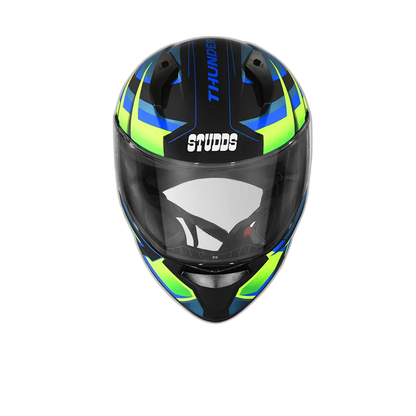 STUDDS Thunder D6 Matt Black Green N1 Full Face Helmet