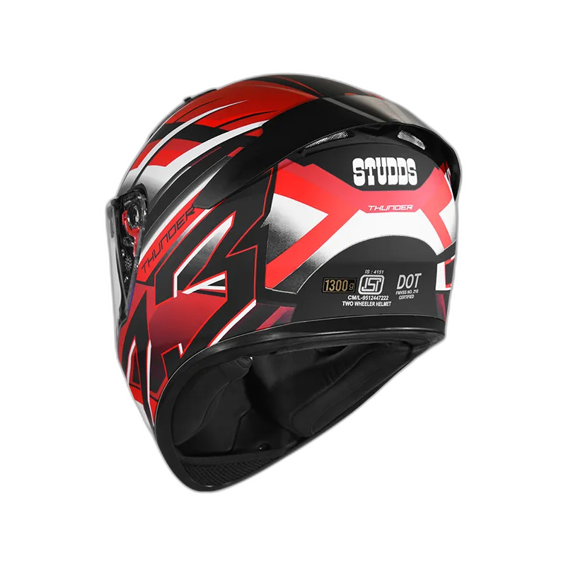 STUDDS Thunder D6 Matt Black White N2 Full Face Helmet