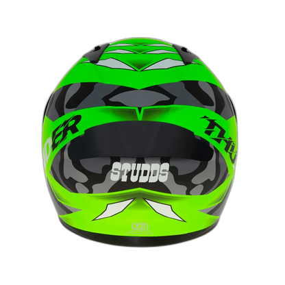STUDDS Thunder D7 Matt Neon Green N9 Full Face Helmet