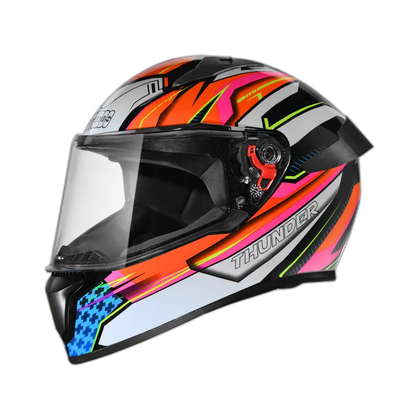 STUDDS Thunder D8 Black N10 Orange Full Face Helmet