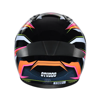 STUDDS Thunder D8 Black N10 Orange Full Face Helmet