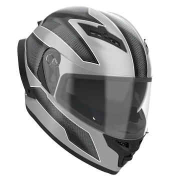 RIDEX Titanium Champion Glossy Silver Grey Full Face Helmet