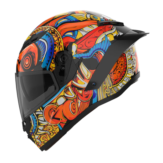 RIDEX Titanium Diabo Glossy Red Full Face Helmet