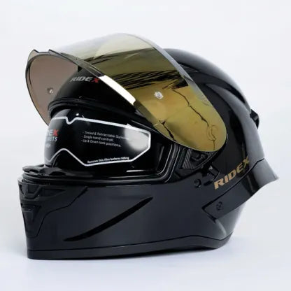 RIDEX Titanium Midnight Black Glossy Full Face Helmet