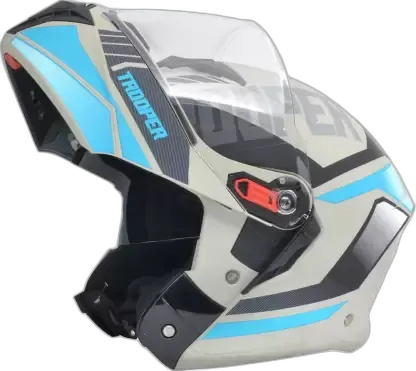 STUDDS Trooper D1 Grey N1 Blue Flip Up Helmet