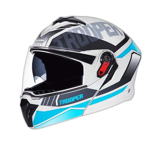 STUDDS Trooper D1 Grey N1 Blue Flip Up Helmet