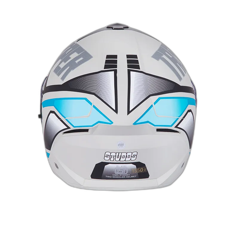 STUDDS Trooper D1 Grey N1 Blue Flip Up Helmet