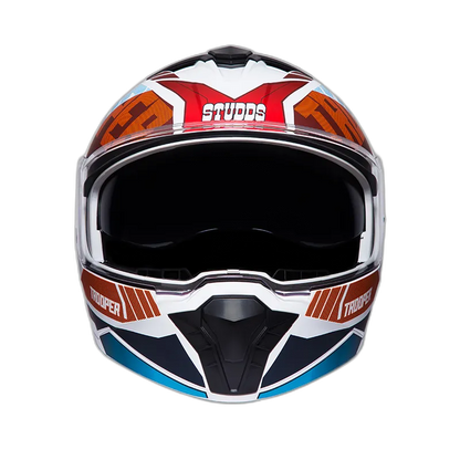 STUDDS Trooper D1 Matt White N2 Fu Flip Up Helmet