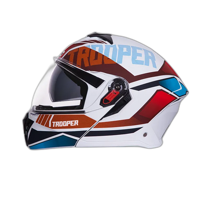 STUDDS Trooper D1 Matt White N2 Fu Flip Up Helmet