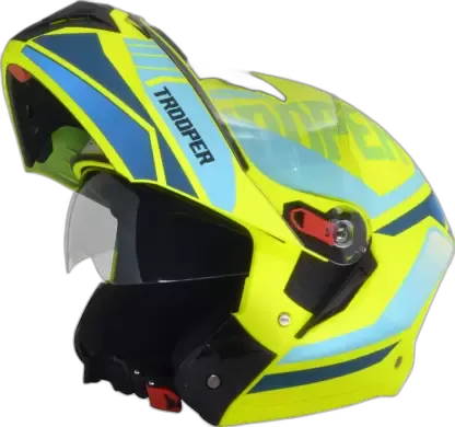 STUDDS Trooper D1 Matt Yellow N1 Fu Flip Up Helmet