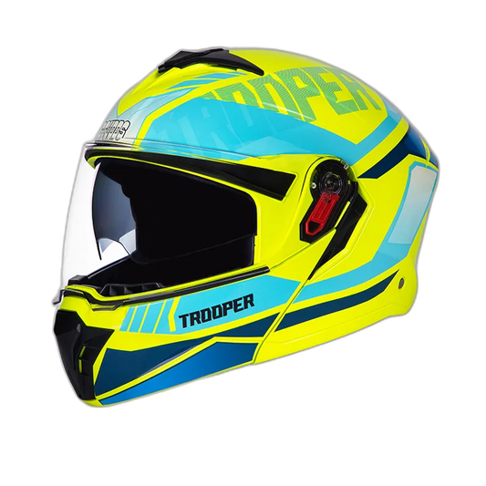 STUDDS Trooper D1 Matt Yellow N1 Fu Flip Up Helmet