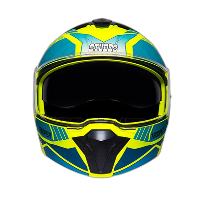 STUDDS Trooper D1 Matt Yellow N1 Fu Flip Up Helmet