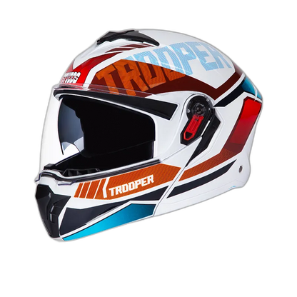 STUDDS Trooper D1 Wt Red N Flip Up Helmet