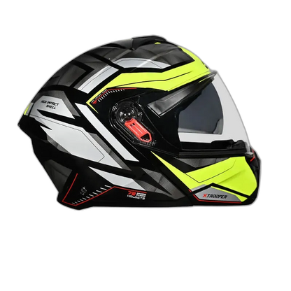 STUDDS Trooper D2 Black Fluorescent Yellow N5 Flip Up Helmet