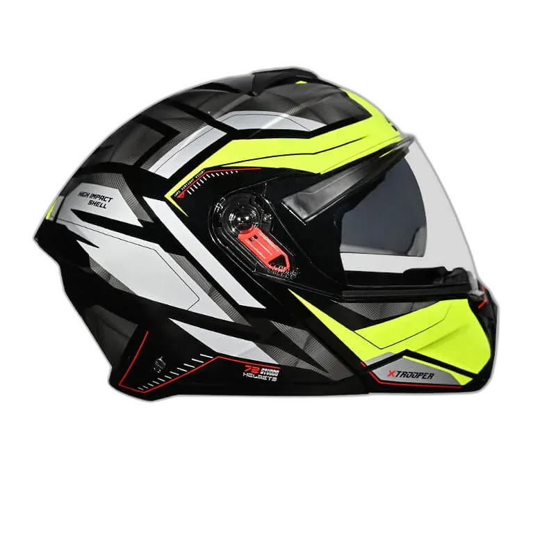 STUDDS Trooper D2 Black Fluorescent Yellow N5 Flip Up Helmet