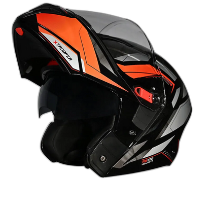 STUDDS Trooper D2 Black N10 Orange Flip Up Helmet