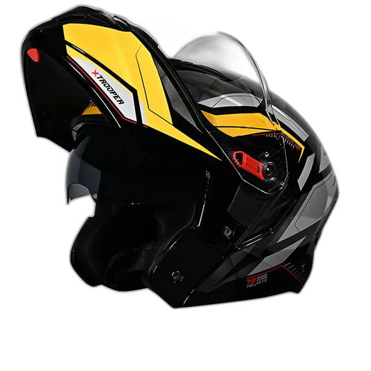 STUDDS Trooper D2 Black N5 Yellow Flip Up Helmet