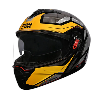 STUDDS Trooper D2 Black N5 Yellow Flip Up Helmet
