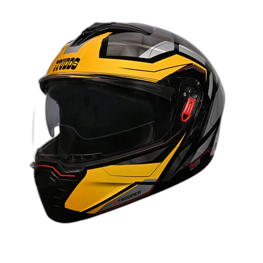STUDDS Trooper D2 Black N5 Yellow Flip Up Helmet