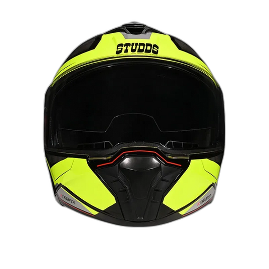 STUDDS Trooper D2 Fluorsent Yellow N5 Flip Up Helmet