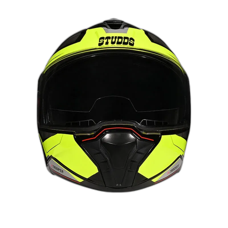 STUDDS Trooper D2 Fluorsent Yellow N5 Flip Up Helmet
