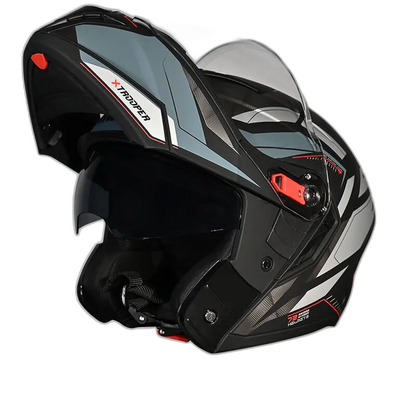 STUDDS Trooper D2 Matt Black N4 Grey Flip Up Helmet