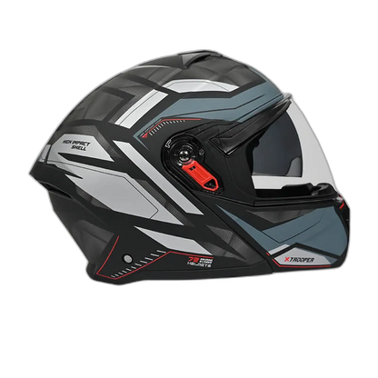 STUDDS Trooper D2 Matt Black N4 Grey Flip Up Helmet