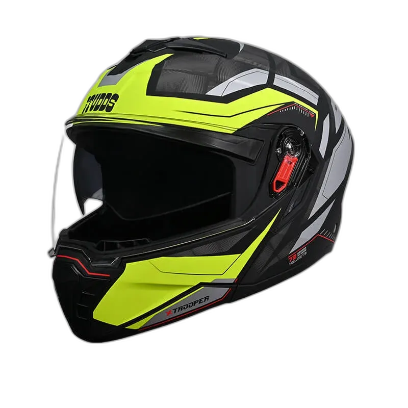 STUDDS Trooper D2 Matt N5 Yellow Flip Up Helmet