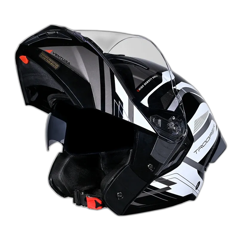STUDDS Trooper D3 Matt Black N6 Flip Up Helmet