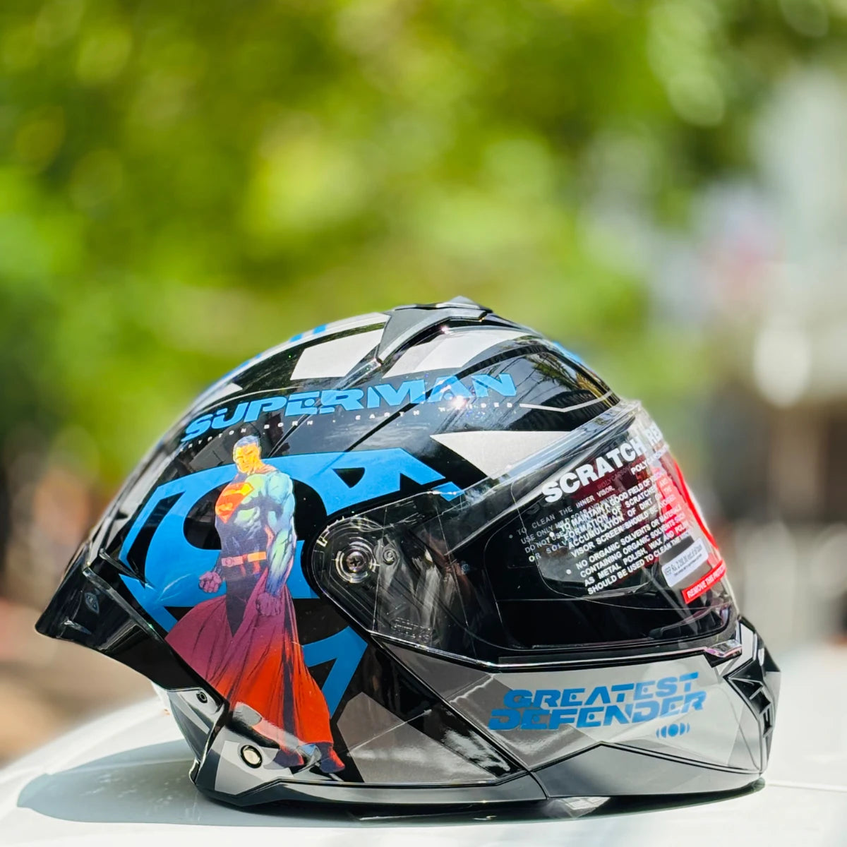 Studds Trooper Superman Black N1 Blue Flip Up Helmet