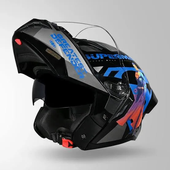 Studds Trooper Superman Black N1 Blue Flip Up Helmet