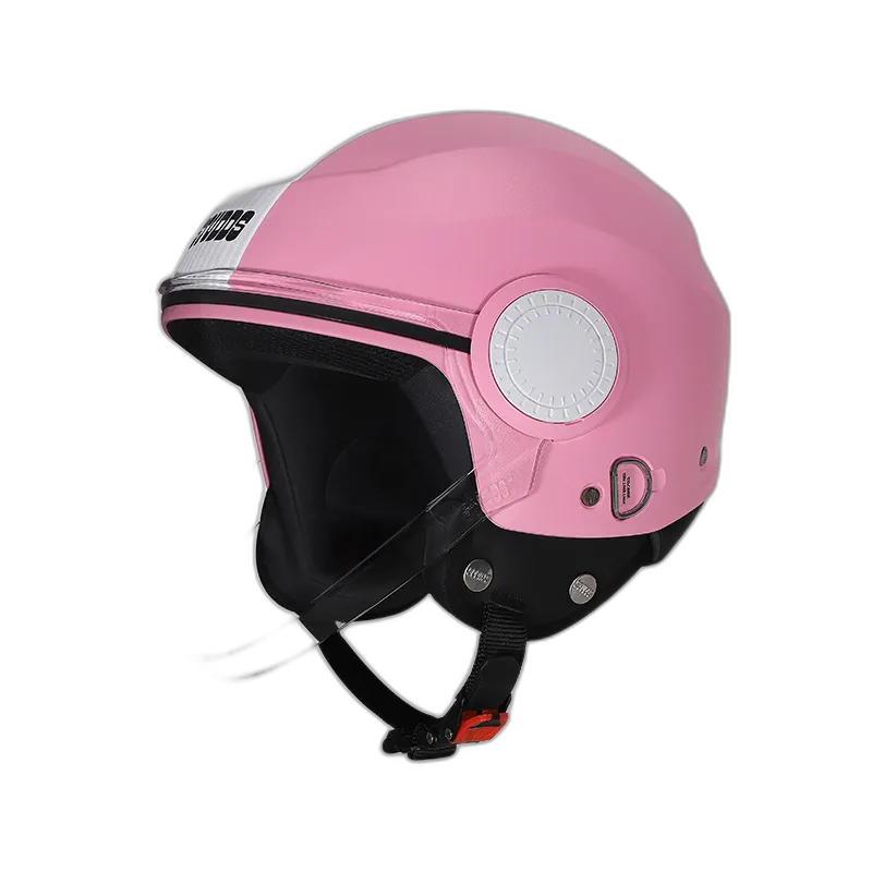STUDDS Urban Pink With White Strip Half Face Helmet