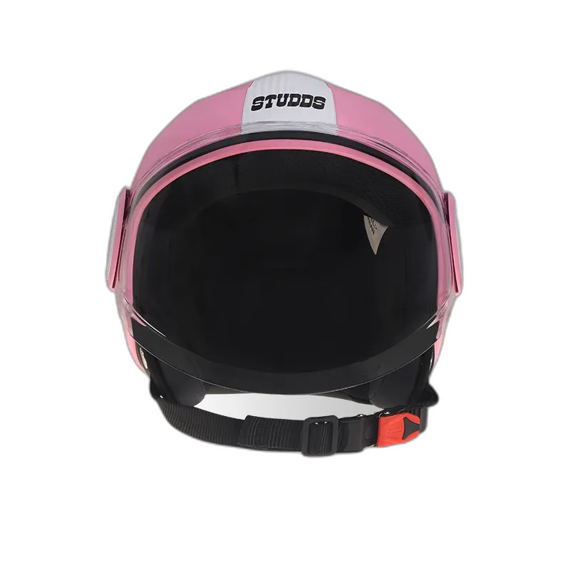STUDDS Urban Pink With White Strip Half Face Helmet