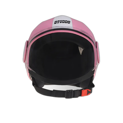 STUDDS Urban Pink With White Strip Half Face Helmet